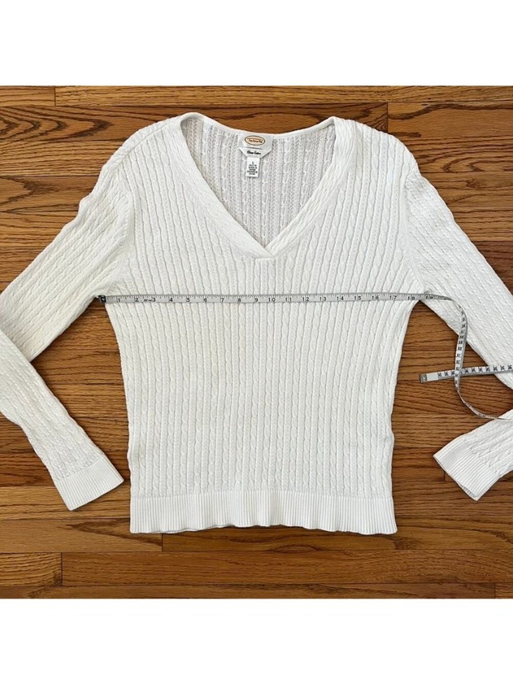 Talbots Cable Knit Sweater L Pima Cotton Light Academia Fisherman Preppy - Picture 10 of 12